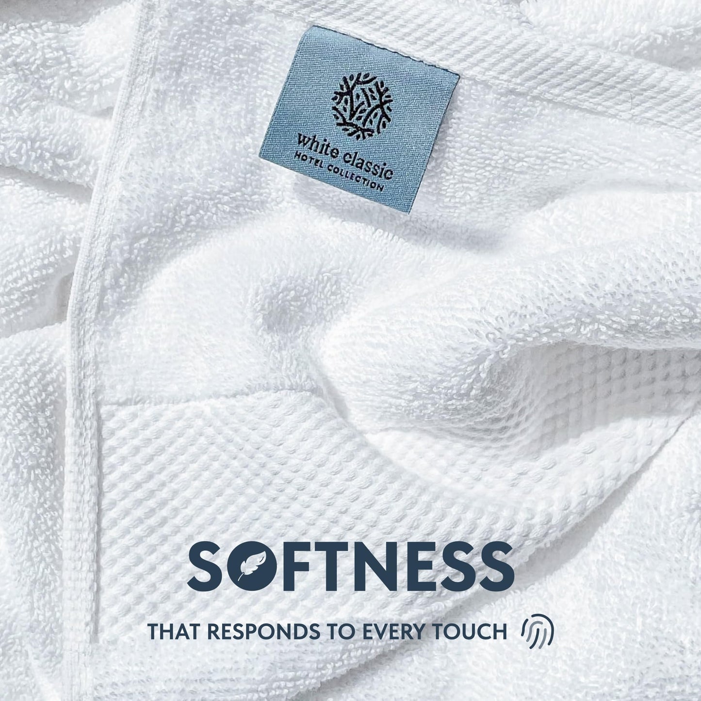 Luxury White Hand Towels - Soft 100% Turkish Cotton | Highly Absorbent Hotel spa Bathroom Towel Collection | 16x30 Inch | Set of 6