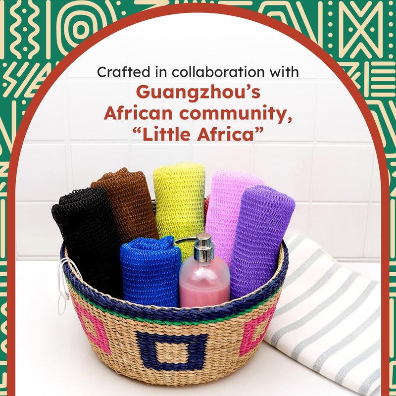 AURAE African Net Sponge – 6-Pack Exfoliating Body Scrubbers, Quick-Drying, Multi-Color