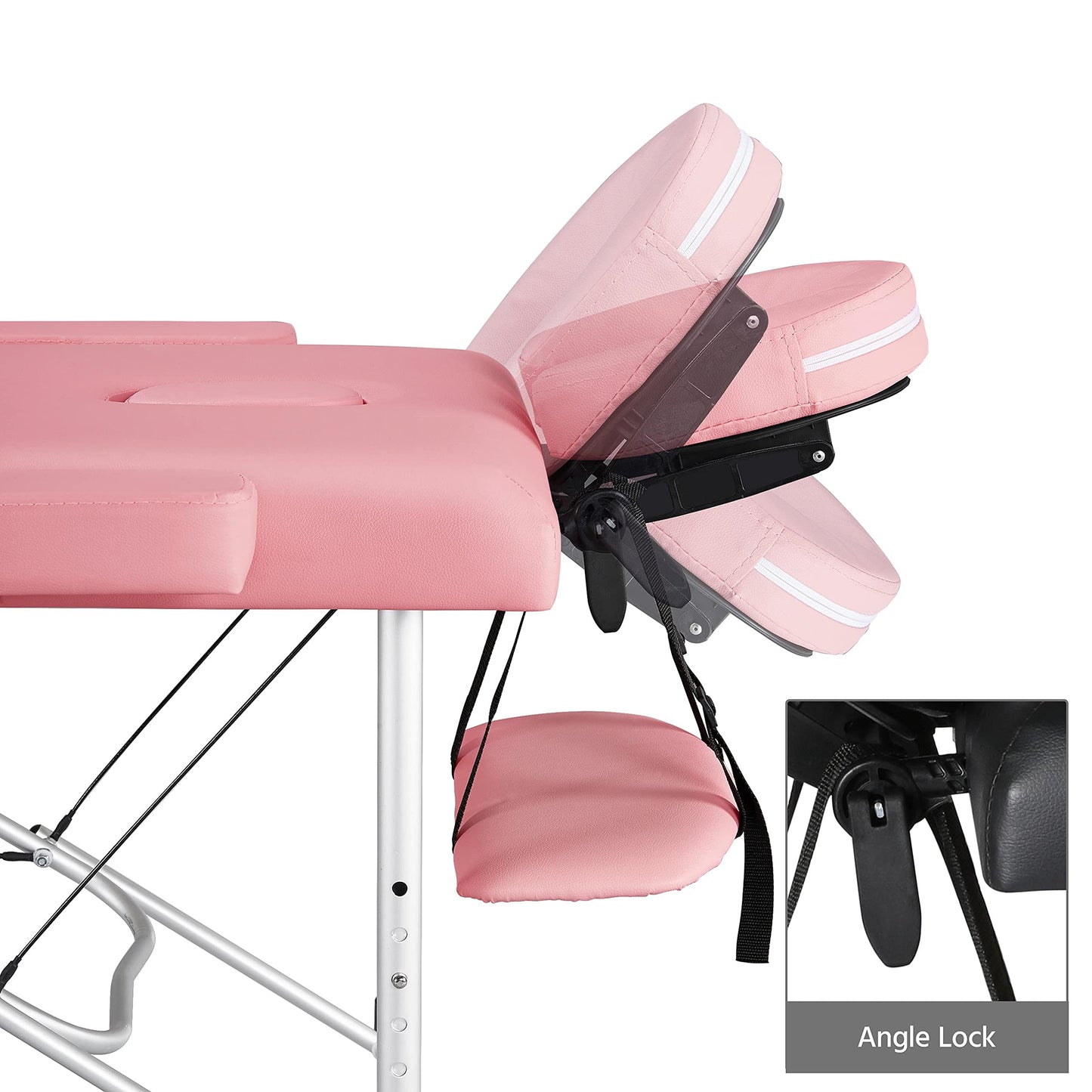 Yaheetech Massage Tables Portable Spa Bed Aluminum Facial Tattoo Bed Lash Bed for Eyelash Extensions Pink