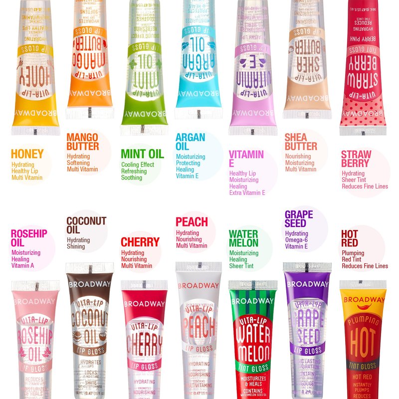 Ruby Kisses Broadway Vita-Lip Clear Lip Gloss (Rosehip Oil 48 Pack), Ultra-Hydrating & Soothing Formula with Vitamin Oils, High-Shine Non-Sticky Finish, Healing Glossy Lip Balm With Vitamin A