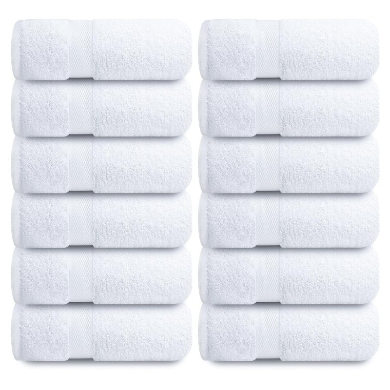 Infinitee Xclusives Luxury Wash Cloths for Showering [13x13] – 100% Cotton Washcloths [Pack of 12], Soft and Absorbent Face Towels for Bathroom Wash Clothes, Gym, and Spa (Brilliant White)