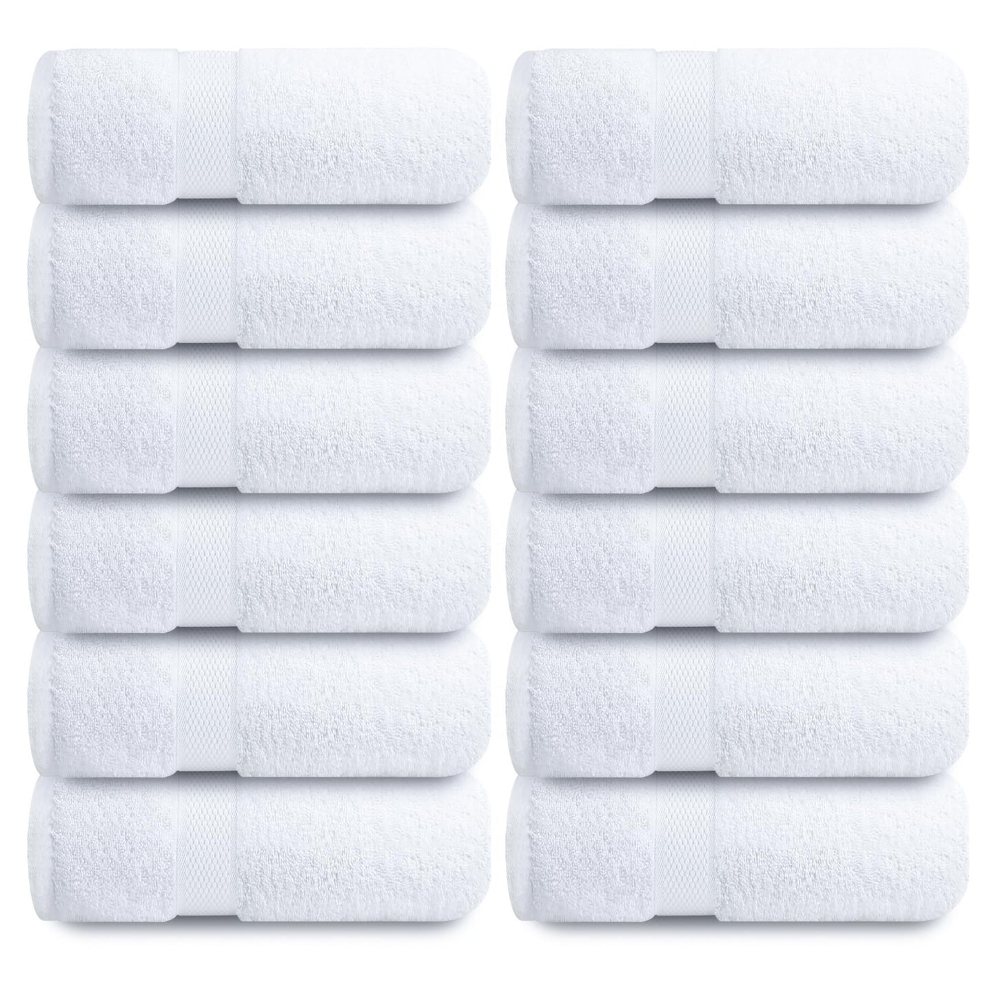 Infinitee Xclusives Luxury Wash Cloths for Showering [13x13] – 100% Cotton Washcloths [Pack of 12], Soft and Absorbent Face Towels for Bathroom Wash Clothes, Gym, and Spa (Brilliant White)