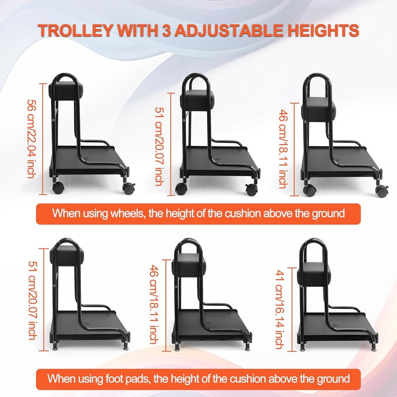 Portable Nail Foot Bath Spa Trolley Cart - Adjustable Height PU Cushion for Salon Use | Black