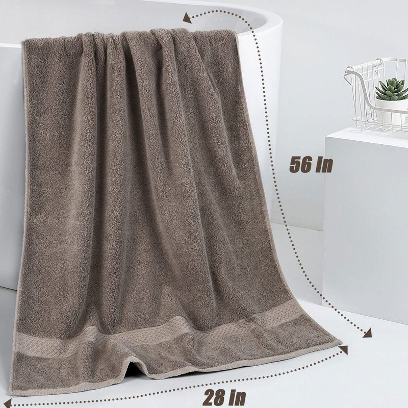 Cleanbear Bath Towels Set of 2 Shower Towels Ultra Soft Cotton Towel for Bathrooms 2 Colors 55 by 27 Inches Thick Bath Towel for Body Drying (Light-Brown and Teal)