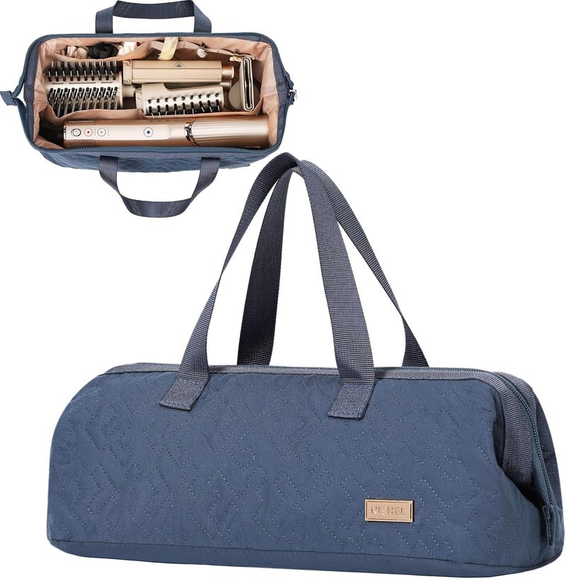 NISHEL Hair Tools Travel Bag - Portable Organizer for Hair Dryer & Curling Iron | Aegean Blue