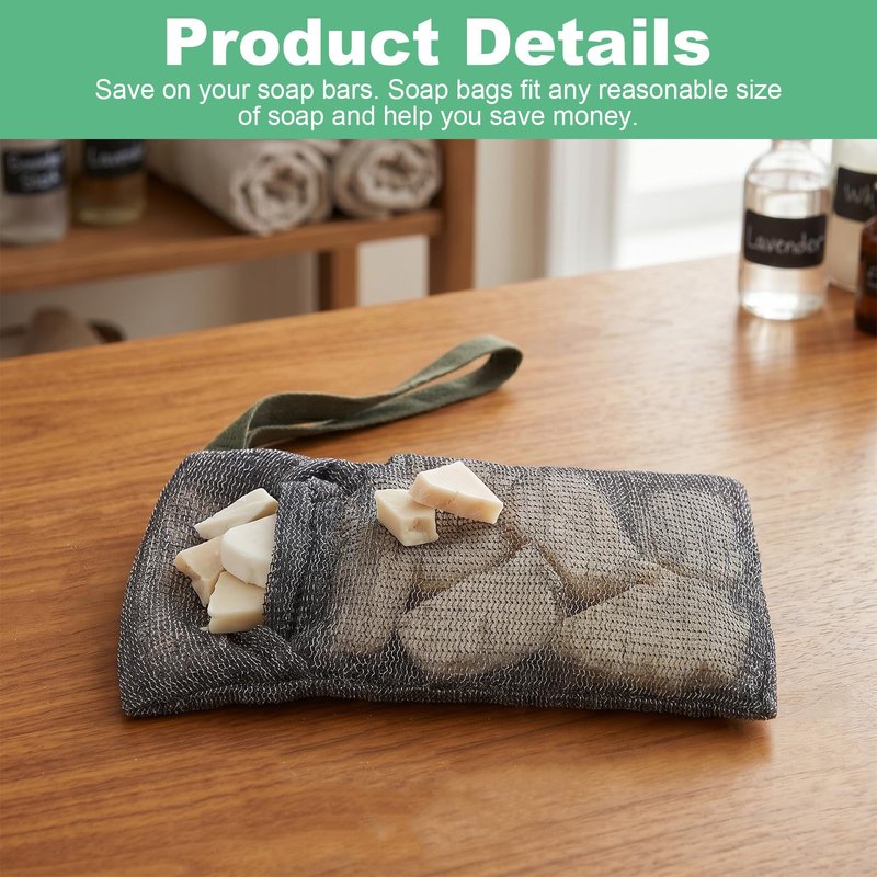 2PCS Bar Soap Pouch, Exfoliating Bath Sponge, Soap Bags, Body Scrubber Shower Sponge Loofah, Lathering Wash Bag for Body Washing, Deep Exfoliating, Travel with Quick-Dry Mesh