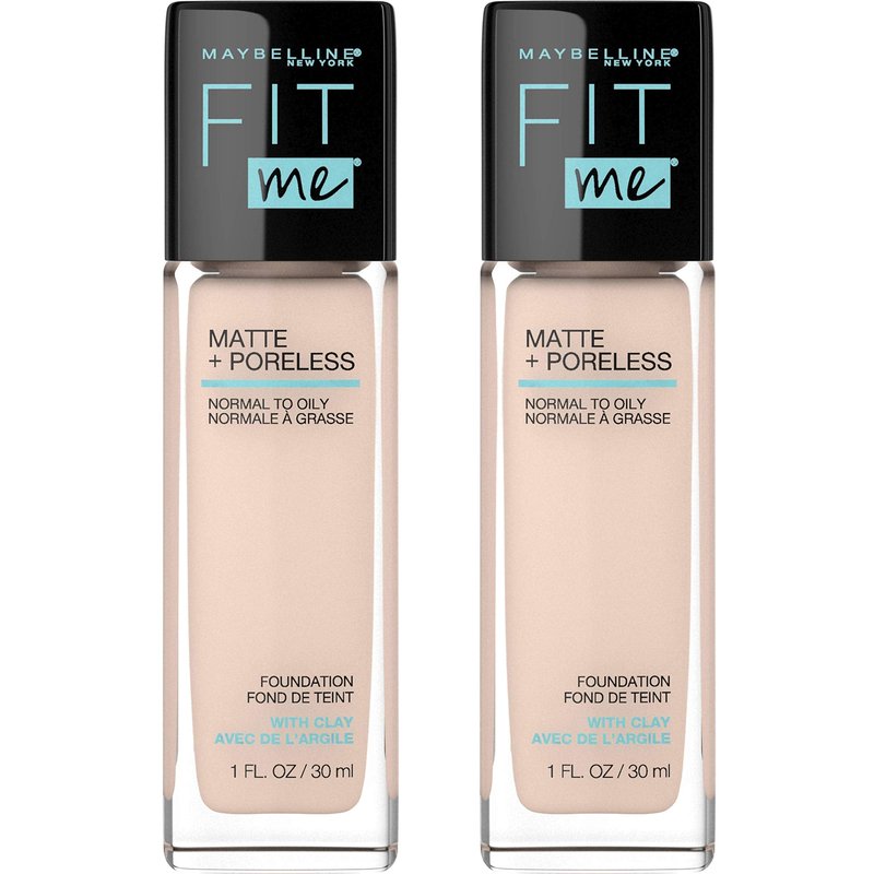 Maybelline New York Fit Me Matte + Poreless Liquid Oil-Free Foundation Makeup, 112 Natural Ivory, 1 Fl Oz x 2 Count