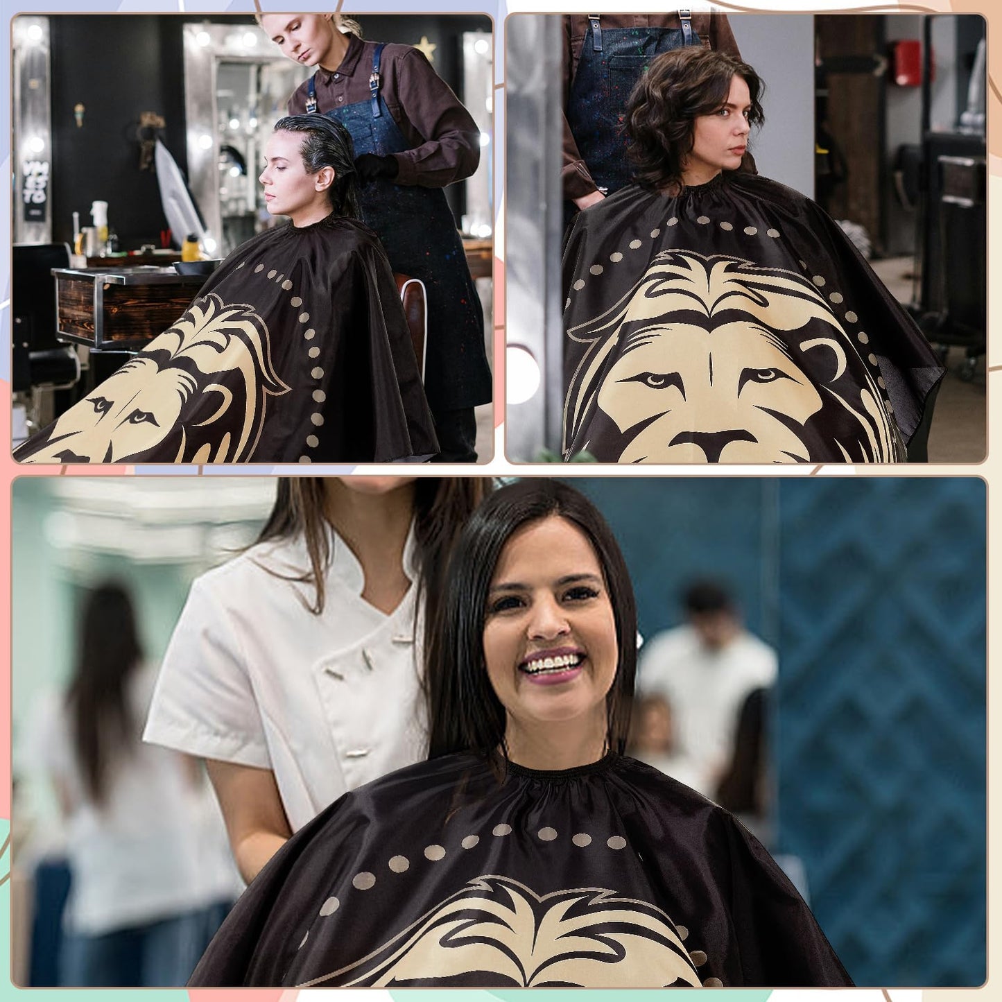 YELEGI Professional Hair Cutting Cape(2Pcs), Salon Barber Cape with Adjustable Snap Closure, Waterproof Hair Dye Color Cape Hair dressing stylist apron (Lion & Football Player)