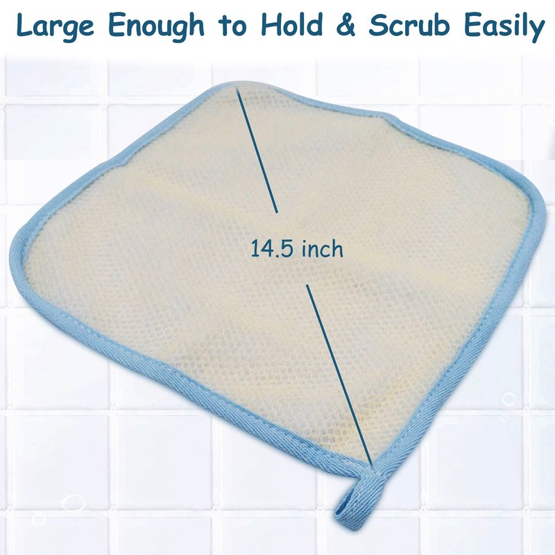 Bleu Bath (6 Pack) Dual-Sided Exfoliating Skin Towel Natural Terry Body Cloth Scrubber Premium Sturdy Loofah Towel Soft and Buffing Wash Cloth White for Either Oil or Dry Skin