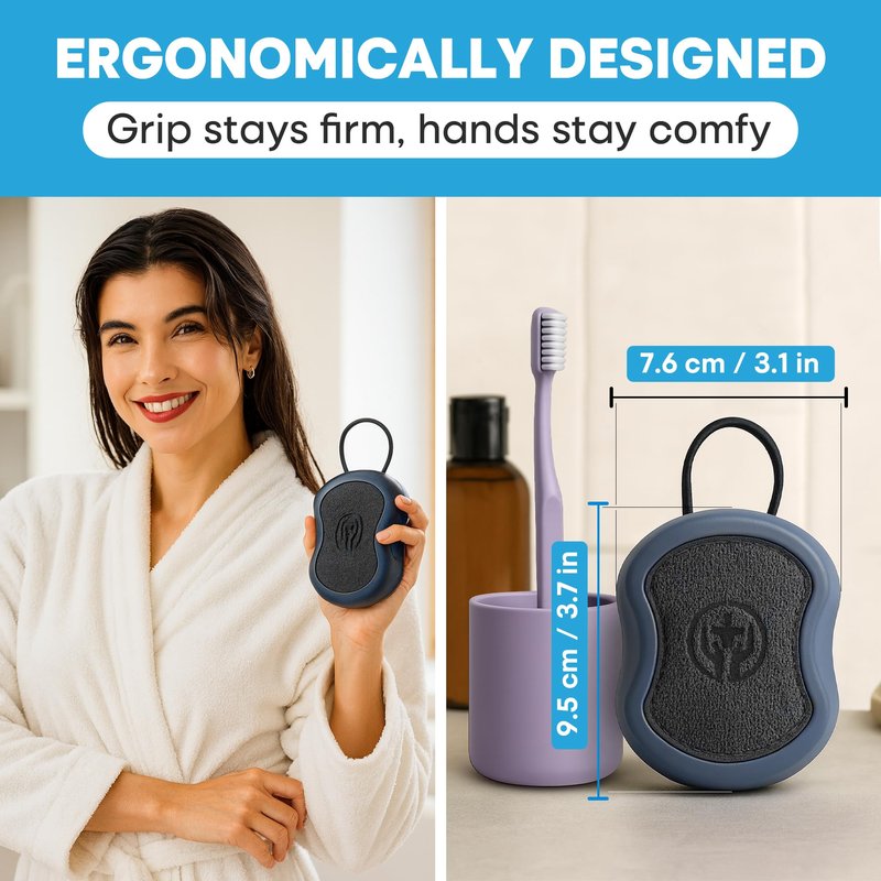 Shower Scrubber for Body 2-in-1 : 2 - Pack High Foaming Body Scrubber Exfoliator for Men, Ergonomic Shower Scrub, Deep Exfoliating Travel Bath Brush Loofah for Women, Durable Skin Wash Tool