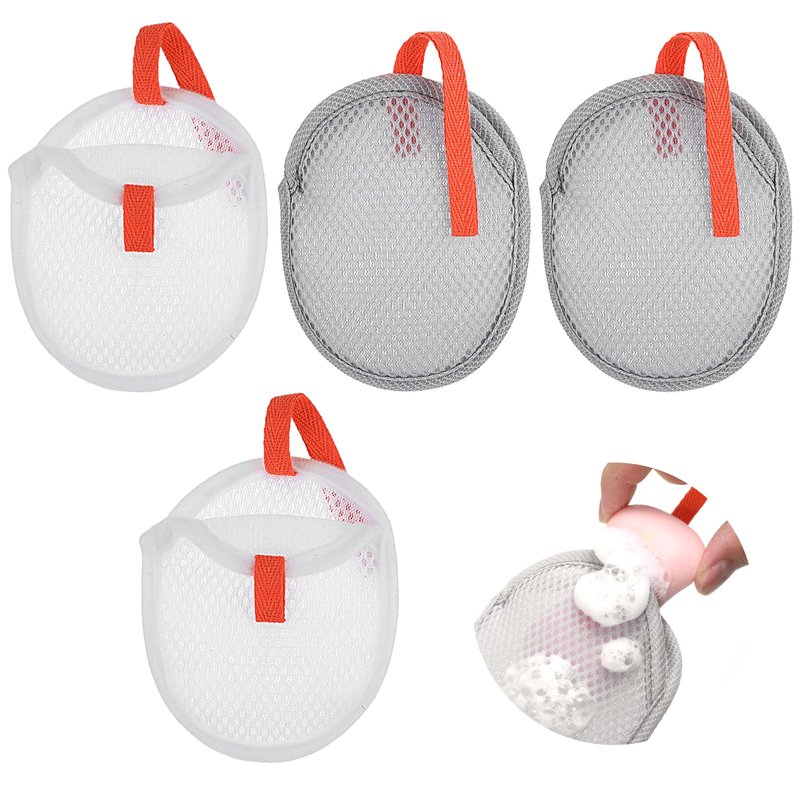 4Pcs Mesh Soap Bags for Bars, Mesh Exfoliating Body Scrubber Hangable Bar Soap Pouch, Soaps Pouch with Drawstring Closure, Foam Net Soaps Saver Bag for Body Wash Shower Face Clean 4.9 * 4.13 in