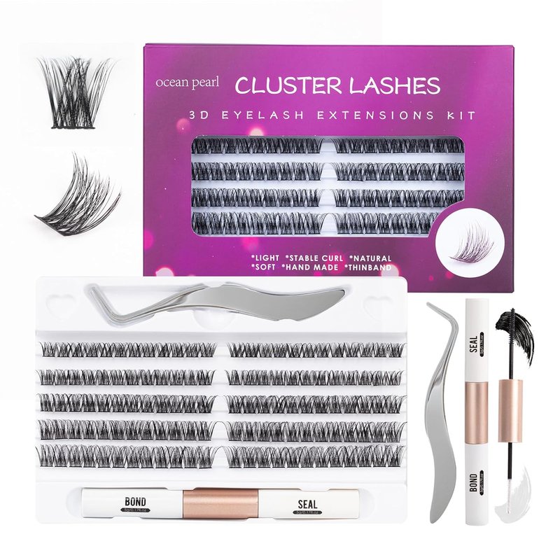 Skiennix Individual Lashes - 120 Cluster Eyelash Extensions with Applicator & Bond | 10-16mm Length C/D