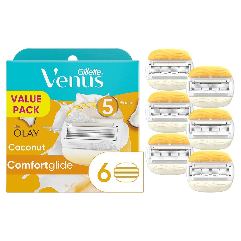Gillette Venus Razor Blade Refills - ComfortGlide with Olay Coconut Scent | 6 Count