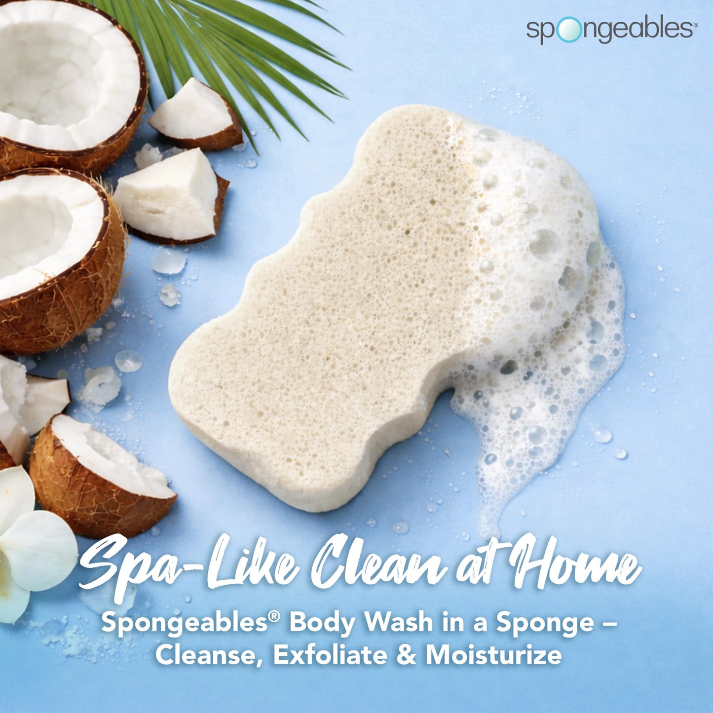 Spongeables Skinutrients Anti-Cellulite Body Wash in a Sponge, Spa Cellulite Massager, Reduce The Appearance of Cellulite, Moisturizer and Exfoliator, Colada Coconut, 1 Count