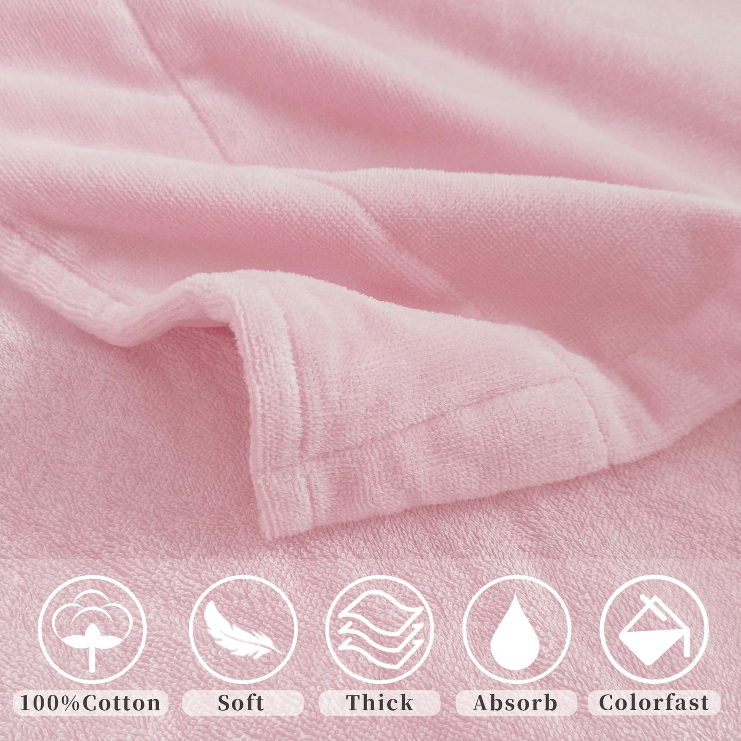 Women Bath Robe,Premium 100% Cotton Terry Shawl Collar Super Absorbent Bathrobe, Ideal Bathroom Robe,Pink