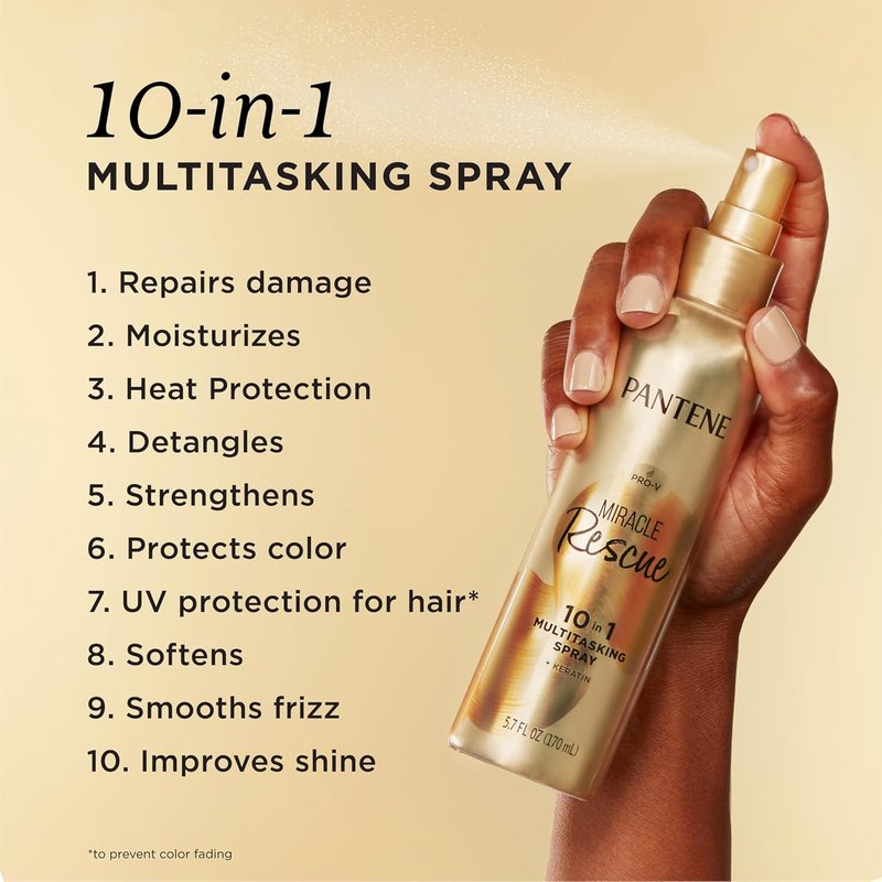 Pantene Miracle Rescue 10-in-1 Multitasking Spray - Heat Protection & Detangling Treatment | 5.7 oz