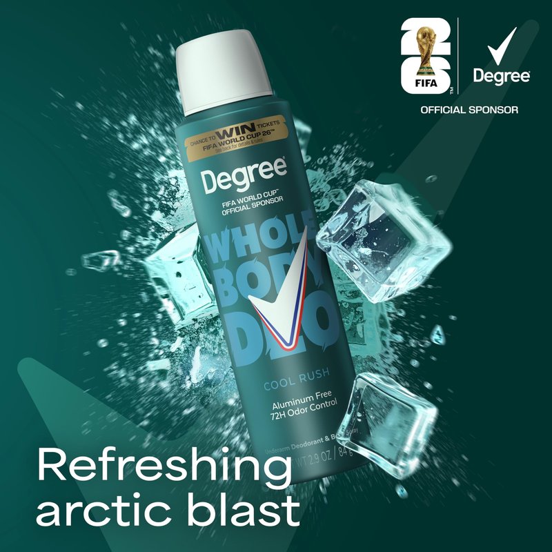 Degree Men Whole Body Deodorant Cool Rush Scent Aluminum Free 72H Odor Protection 2.9 oz