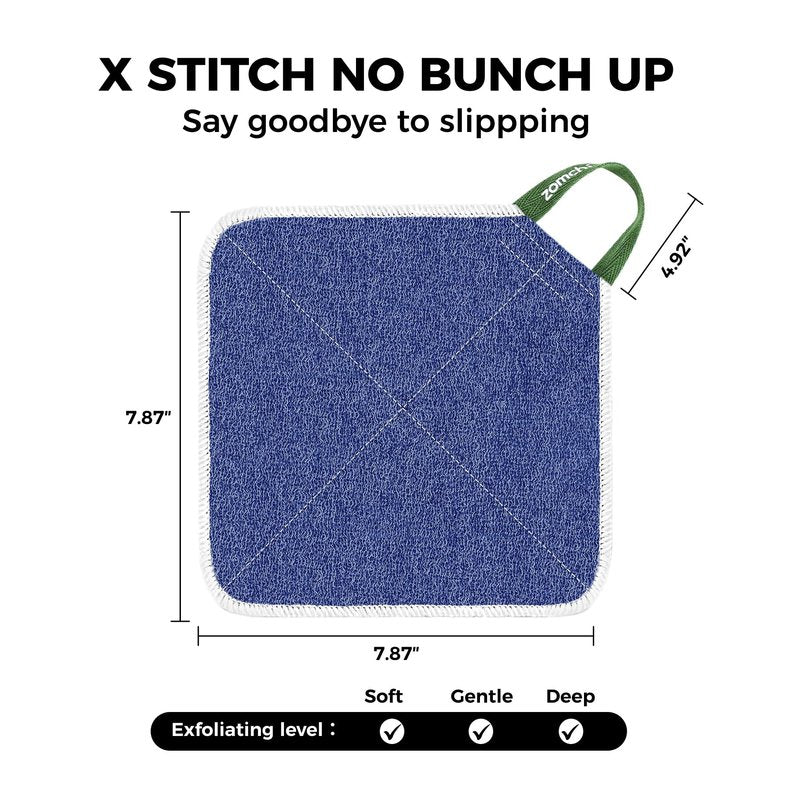 ZOMCHI Exfoliating Wash Cloths for Face and Body, Dual Sided Scrub Bath Cloth, Shower Wash Cloth for Men and Women, 2 Count (Rough and Gentle)