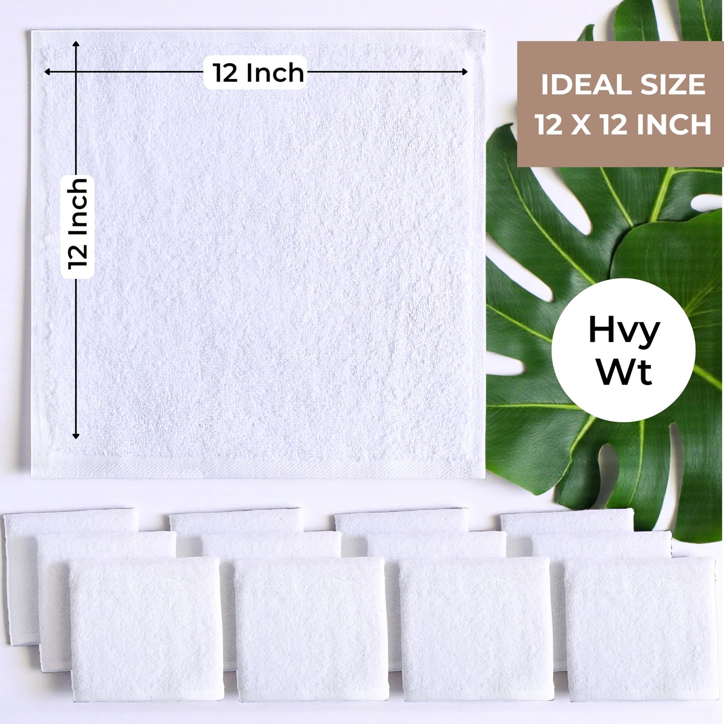 LIVINATI Thick White 100% Cotton Wash Cloths for Showering Body and Face - 12"X12" 12 Pack Washcloths - Small Terry Towel Bath Rags for Adults and Kids Bathroom - Soft Absorbent