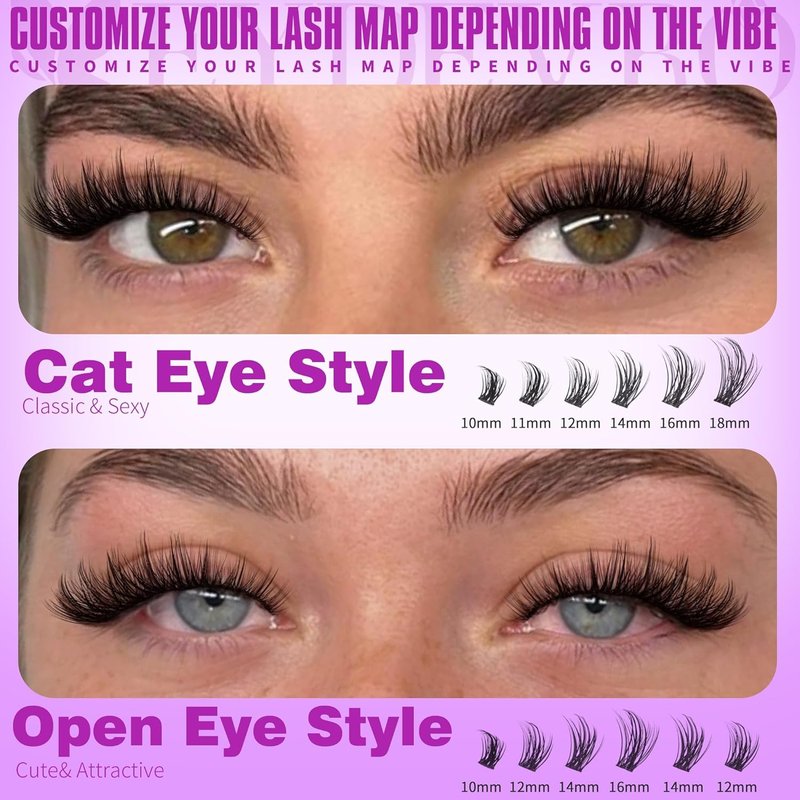 EYDEVRO Wispy Lash Clusters - Natural 9-18mm Eyelash Extensions | 192 Pcs DIY Individual Lashes