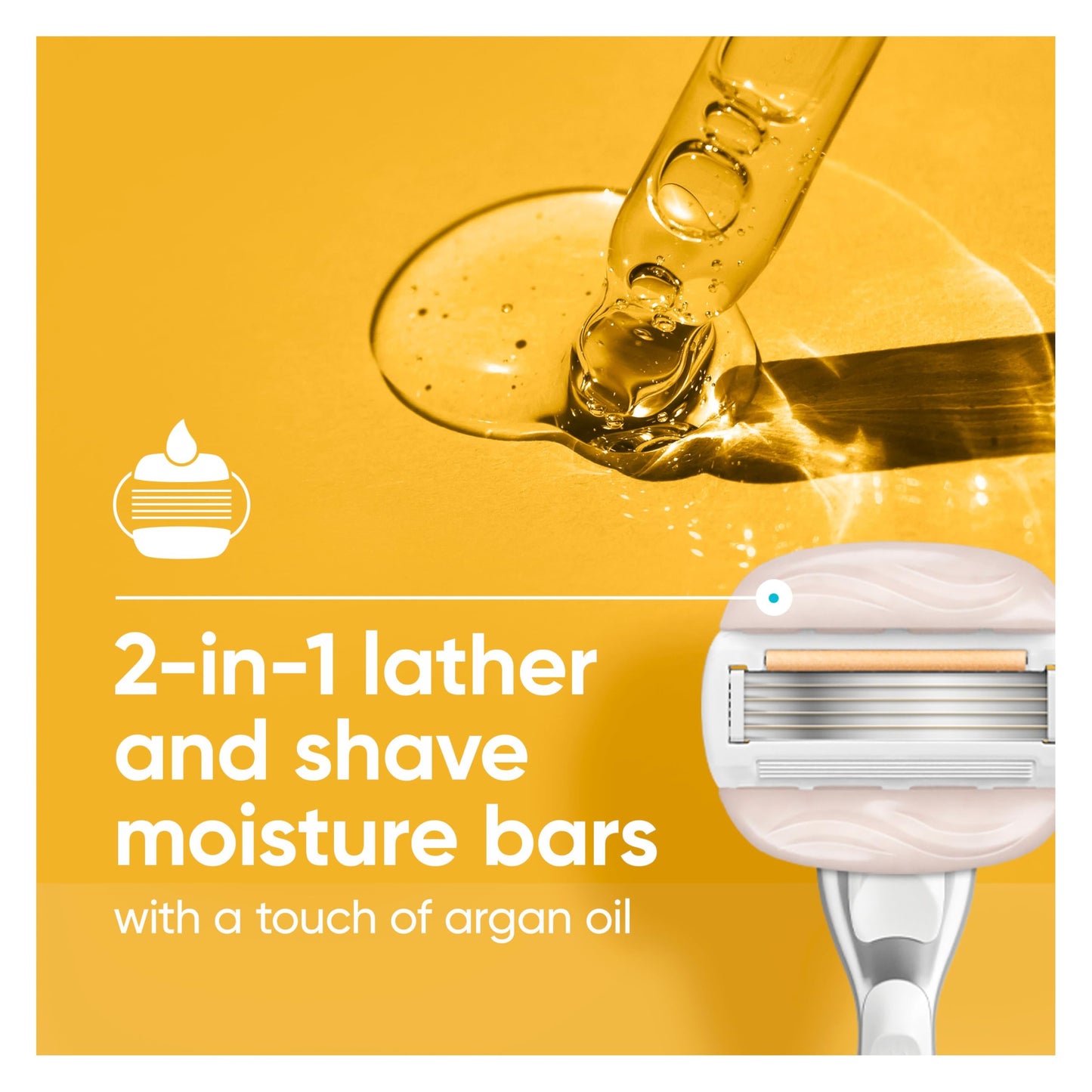 Venus MoistureGlide Women's Razor Blades, With Built-in Shave Gel Bars, 4 Razor Blade Refills
