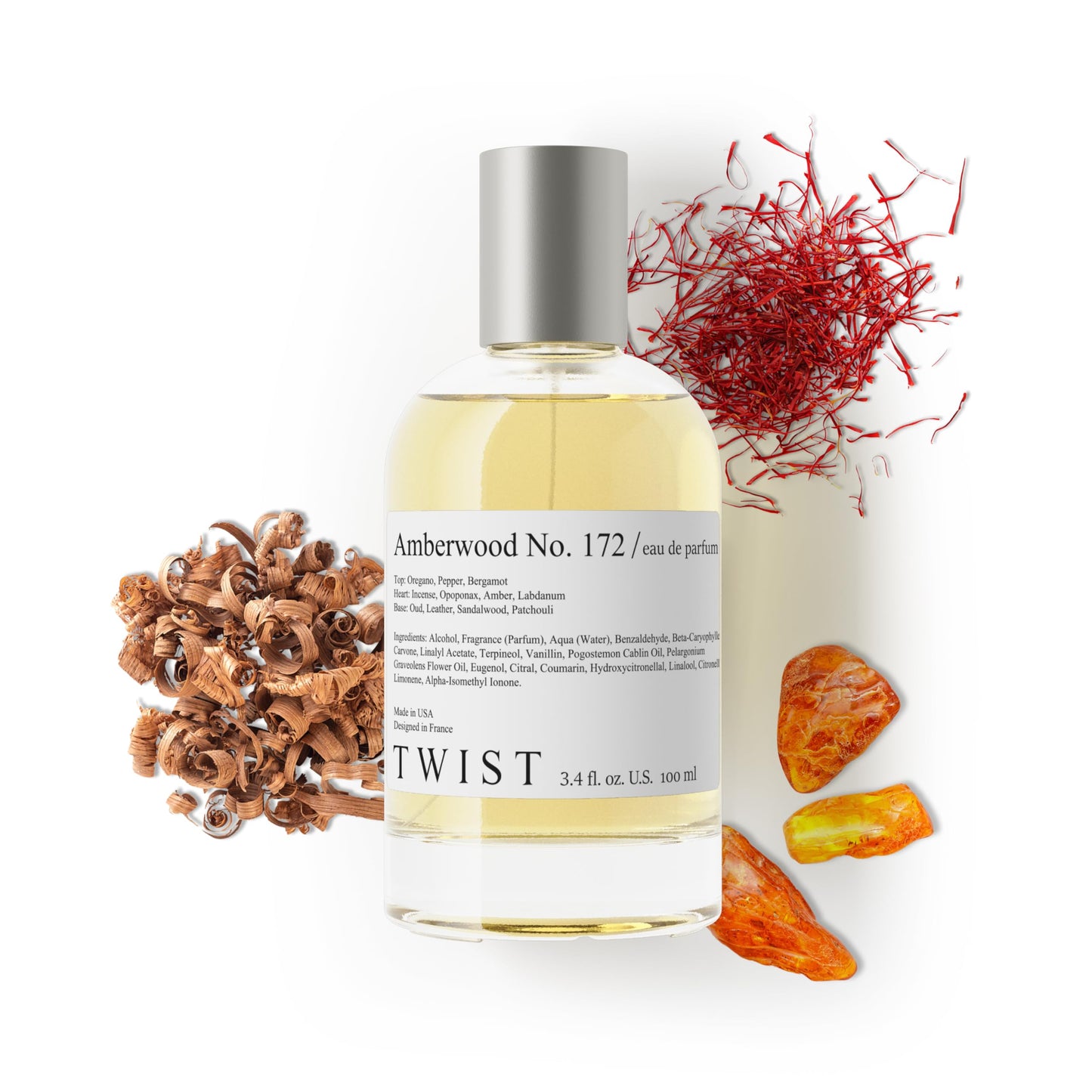 Twist Amberwood No. 172 - Eau De Parfum Inspired by Al Haram. Amber Oud, Long-Lasting Perfume for Women & Men, Unisex Fragrance, Vegan, Clean Ingredients - Spray 100 ml | 3.4 fl. oz.