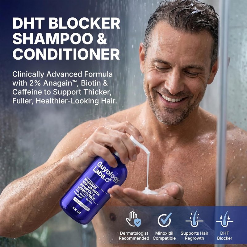 Hair Growth Shampoo & Conditioner - DHT Blocker for Hair Loss & Regrowth | 2% AnaGain™, Biotin & Caffeine | Minoxidil Compatible