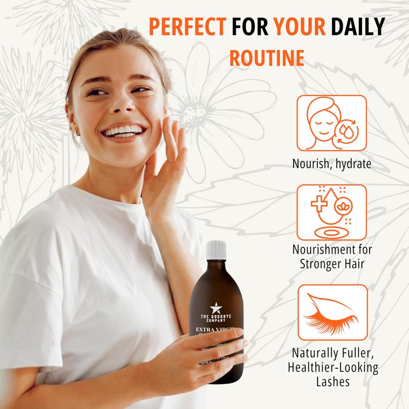 Goodbye Company USDA Organic Food Grade Cold-Pressed Castor Oil - 8.5 oz Glass Bottle, Hexane-Free, Extra Virgin, Small Batch Family Farm Ethically Sourced for Hair Growth, Digestion, Lashes, Brows