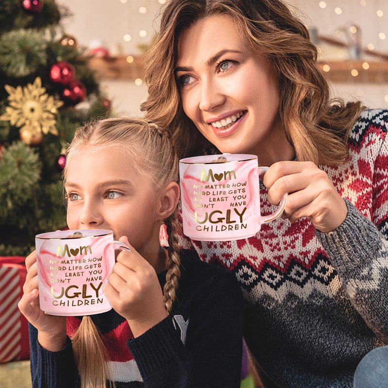 Mothers Day Gifts for Mom from Daughter Son - 12oz Funny Coffee Mug for Mom Wife from Husband Unique Marble Coffee Cup with Gold Print Christmas Birthday Mother's Day Present for Mama Stepmother Women