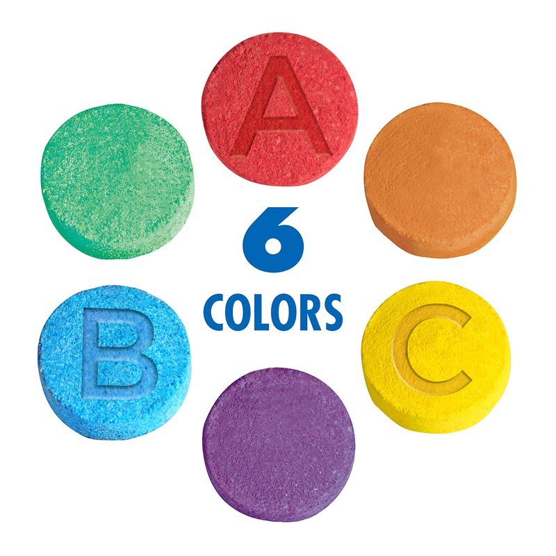 Mr. Bubble Fizzy Tub Colors Bath Water Coloring Tabelets, 6 Bright Colors, Red, Orange, Yellow, Purple, Blue and Green, Fragrance Free (12 Packets, 9 Tablets Each)