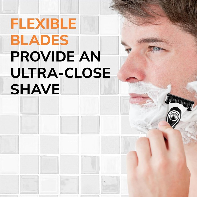 BIC Flex 5 Titanium Disposable Razors for Men - 4 Piece Set | Refillable Razors with 1 Handle & 7 Cartridges