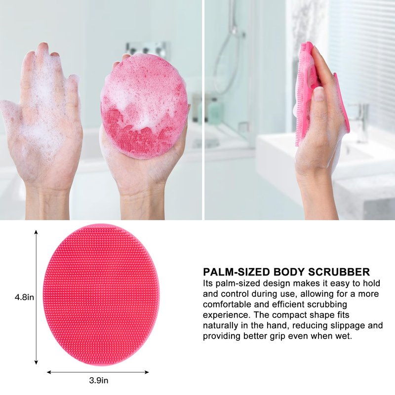 INNERNEED Soft Silicone Body Cleansing Brush Shower Scrubber, Gentle Exfoliating and Massage for All Kinds of Skin (Pink)