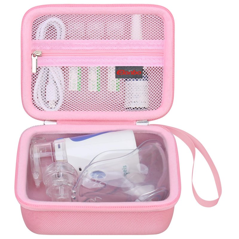 Elonbo Carrying Case Compatible with Portable Handheld Inhaler Nebulizer Machine for Adults and Kids, Asthma Inhaler/Handheld Mesh Atomizer Machine Hard Travel Bag, Pink