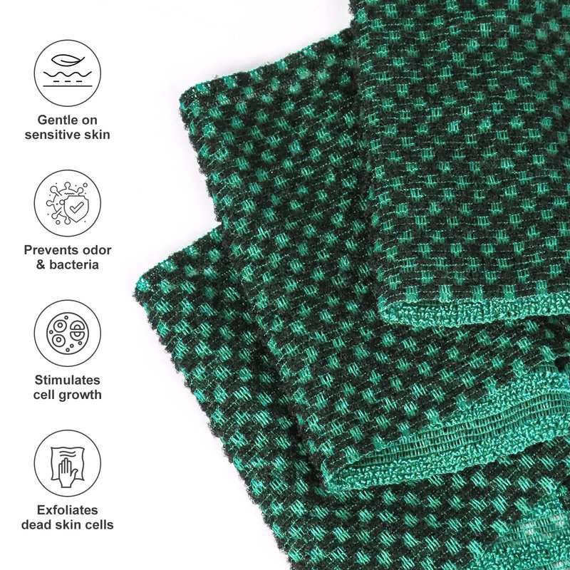 Yiclick Dual-Textured Exfoliating Washcloth Towel - Back Scrubber for Use in Shower Bath, Exfoliating Body Scrubber Exfoliator, Japanese Exfoliate Loofah Lufa Sponge Wash Cloth for Women Men