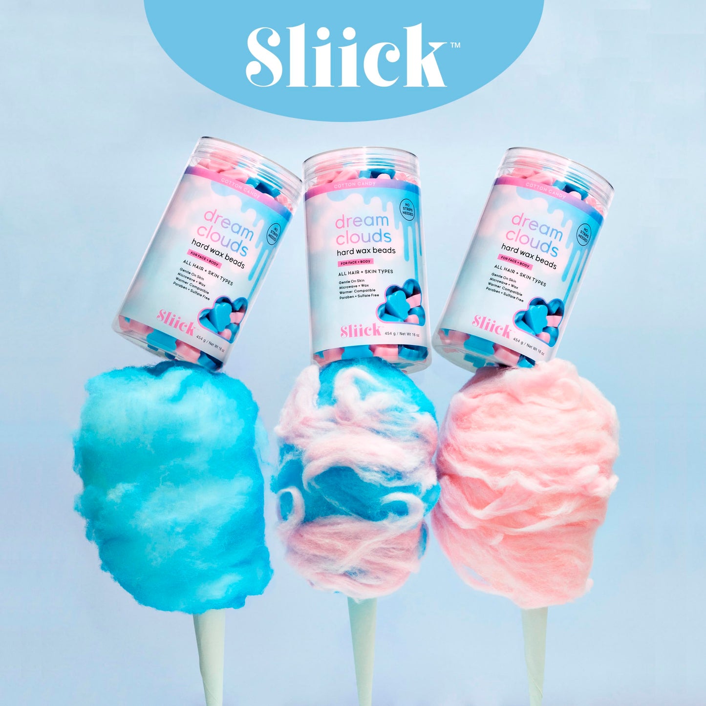 Sliick Hard Wax Beads for Hair Removal, Dream Clouds - DIY At-Home Wax Beads for Face, Body & Sensitive Skin, No-Strip Formula, 16 oz