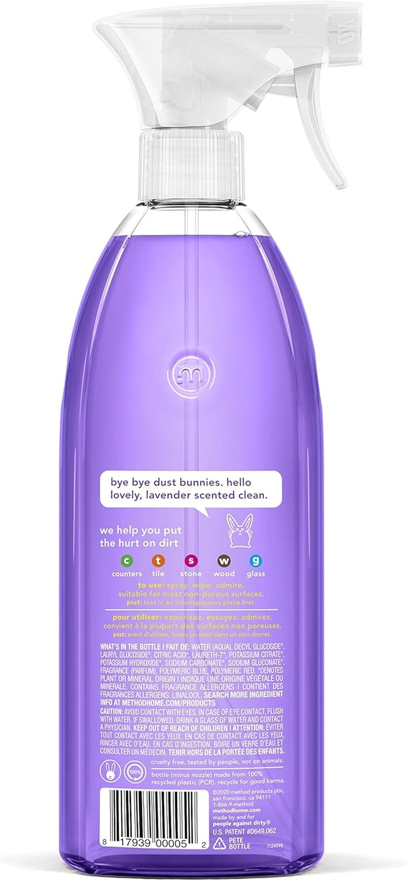 Method All-Purpose Cleaner Spray - French Lavender Scent | Ideal for Counters & Tiles, 28 Fl Oz (Pack of 2)