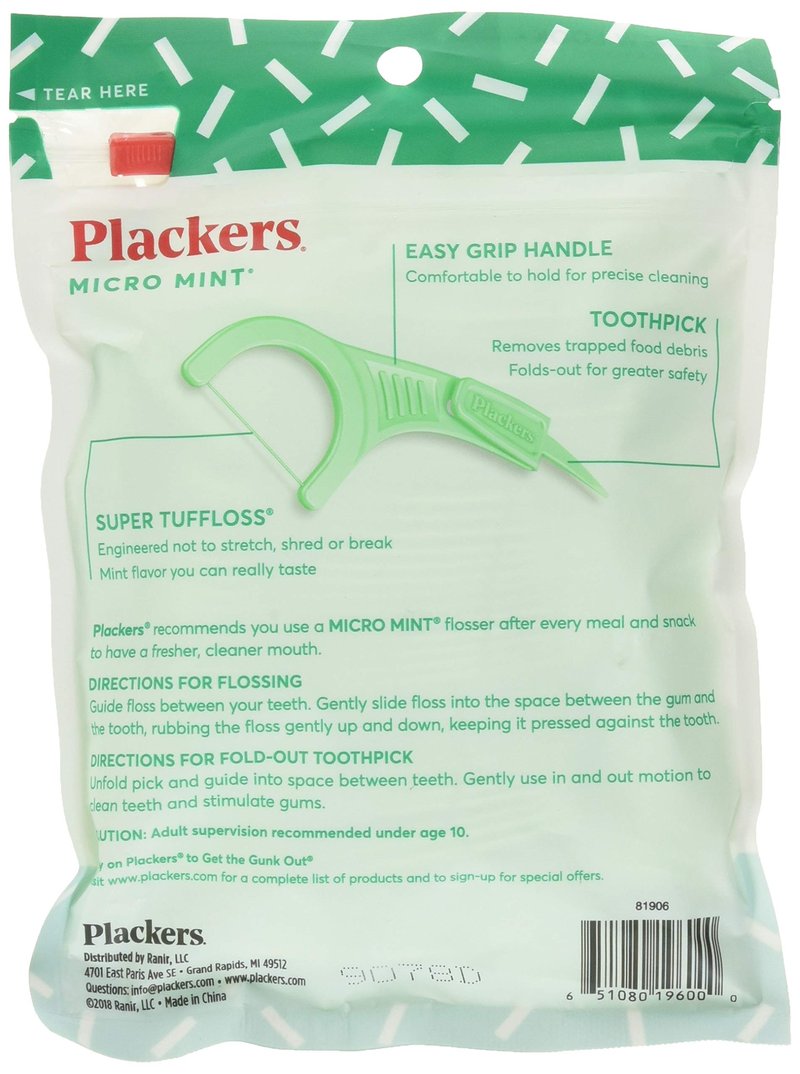 PLACKERS Micro Mint Freshens Breath, Dental Flossers Mint 90 Each