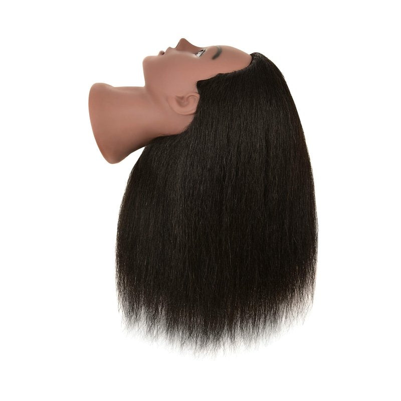 RIHANNAHAIR 100% Real Human Hair Mannequin Head Manikin Doll Style Head with Stand for Braiding Styling Practice Cosmetology Barber Training Display