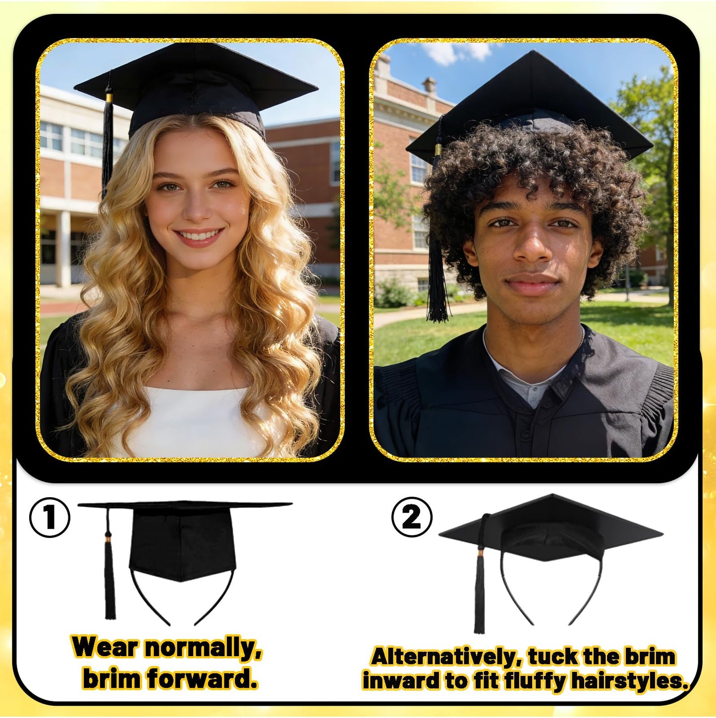 Sofeavo Graduation Cap Headband Insert - Secure Grad Cap Headband for Graduates, Women & Students - Keeps Hairstyle Intact for Graduation Hat Stability - Essential Hat Accessories