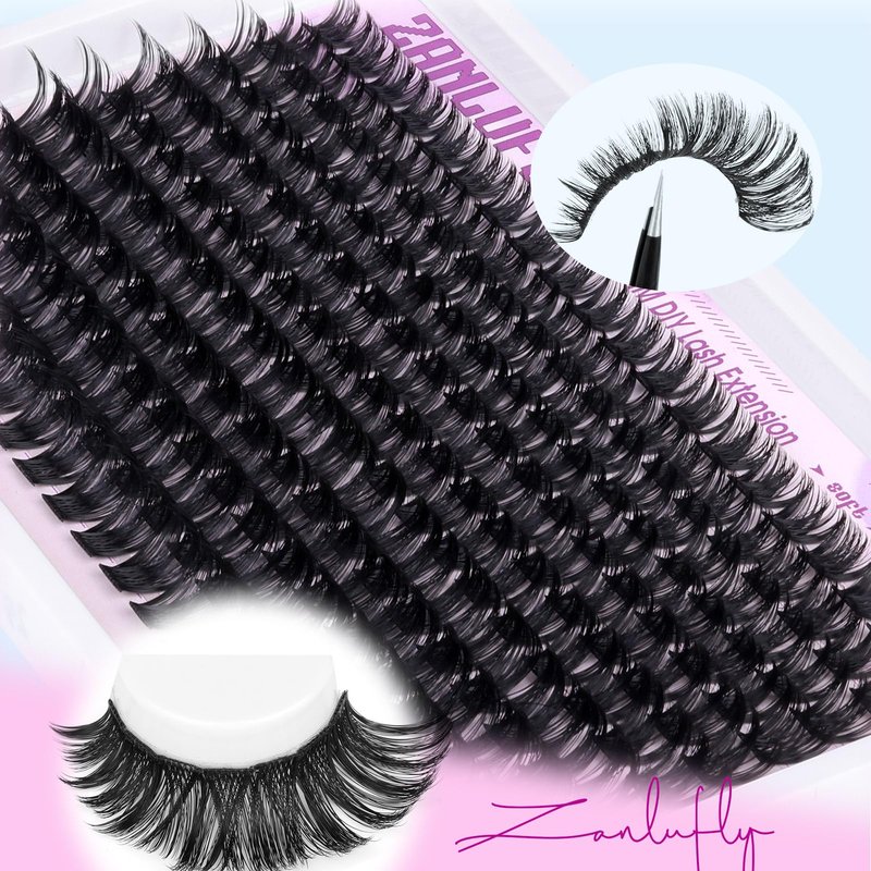Lash Clusters Wispy Eyelash Clusters Volume Cluster Eyelash Extensions 200PCS Individual Lashes Natural Cluster Lashes D-Curly 10-18mm DIY Lash Extension by zanlufly