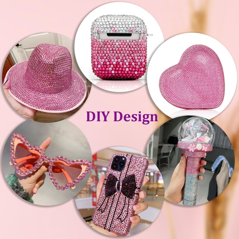 Skiennix 25000Pcs Resin Rhinestones - Dark Pink Flatback Gems for DIY Crafting | 2-6mm Mixed Sizes