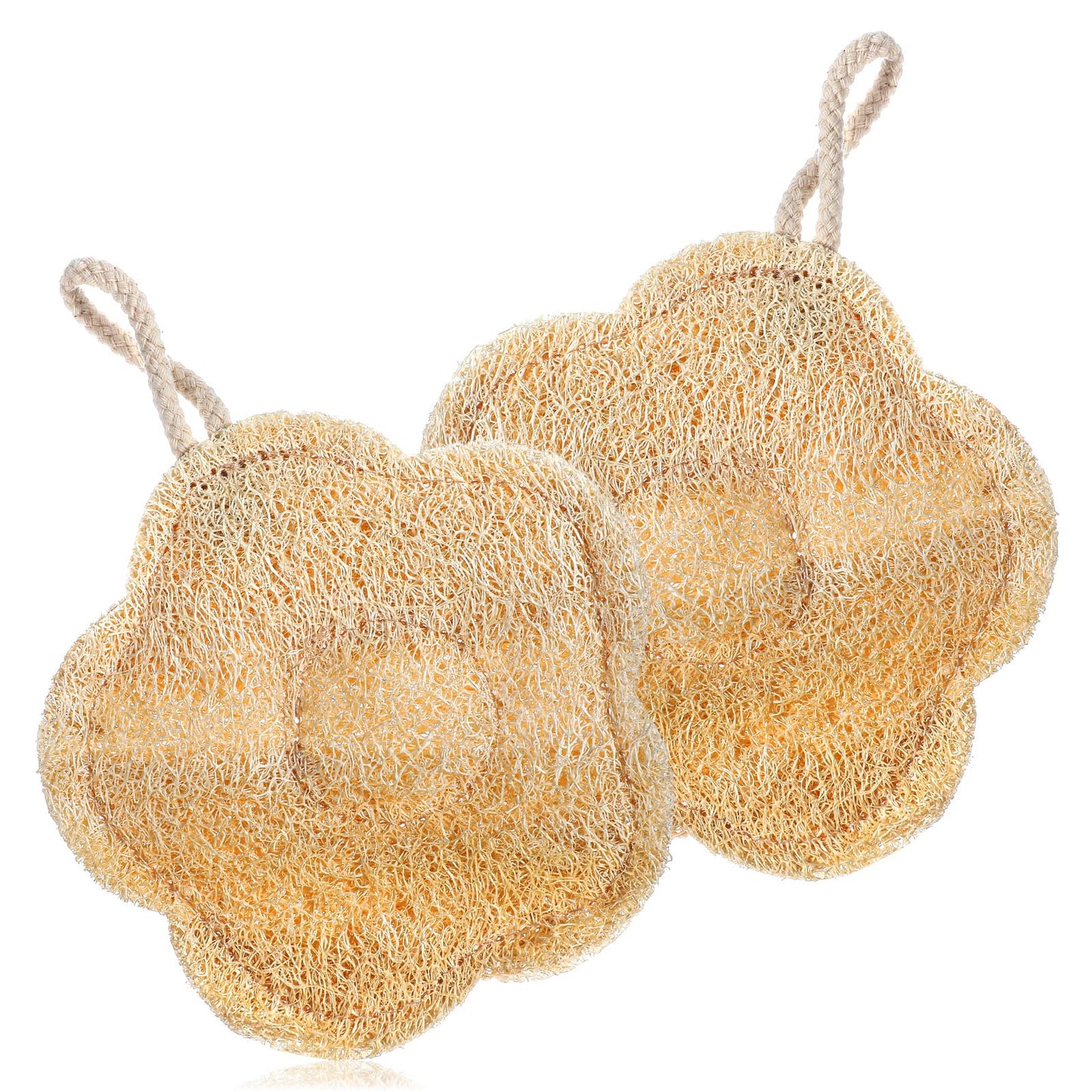 Shimmeroo 2PCS Travel Loofah Mini Natural Bath Body Scrubber, Sunflower Exfoliating Loofah Washcloth Sponge for Women Men Deep Cleansing Face Back Shower, Travel-Friendly Bath