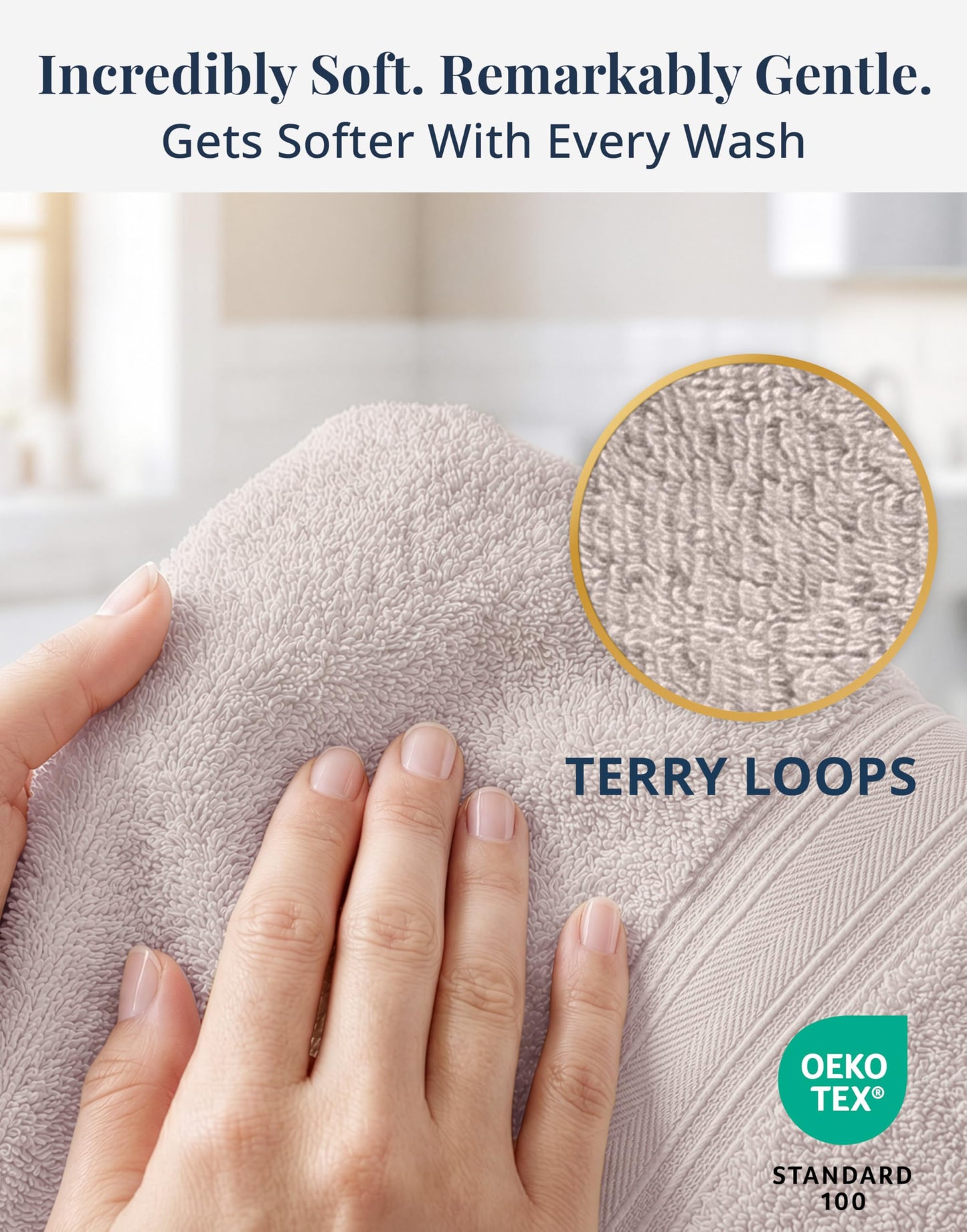 LANE LINEN Bath Hand Towels - Pack of 6 (16" x 28"), 100% Cotton - Soft, Quick Dry & Highly Absorbent, Hand and Face Towels - Bathroom Hand Towel Set, Great for Gym, Salon, Spa & Family Use - Platinum