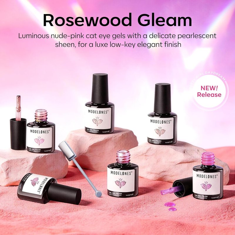 Cat Eye Gel Nail Polish Set - 6 Colors Summer Neutral Nude Pink Pearlescent | 9D Glitter Gel for All Skin Tones