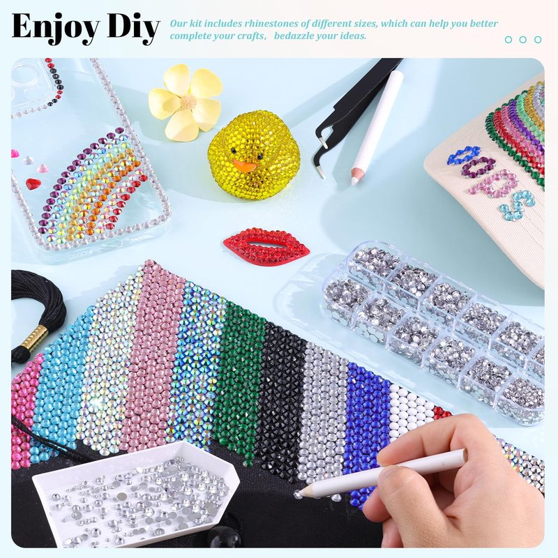6100Pcs Resin Rhinestones for Crafting with 2Pcs 10ml B7000 Jewelry Glue, 1 Box Flatback Crystals Diamond (Clear) for Bedazzling Crafts DIY Nail Art Non Hotfix Gems for Clothing Shoes Tumblers