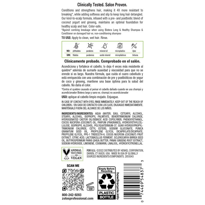 Biotera Long & Healthy Strengthening Conditioner | Long or Growing Hair | Microbiome Friendly | Vegan & Animal Test Free | Paraben Free | Color-Safe | 32 Fl Oz