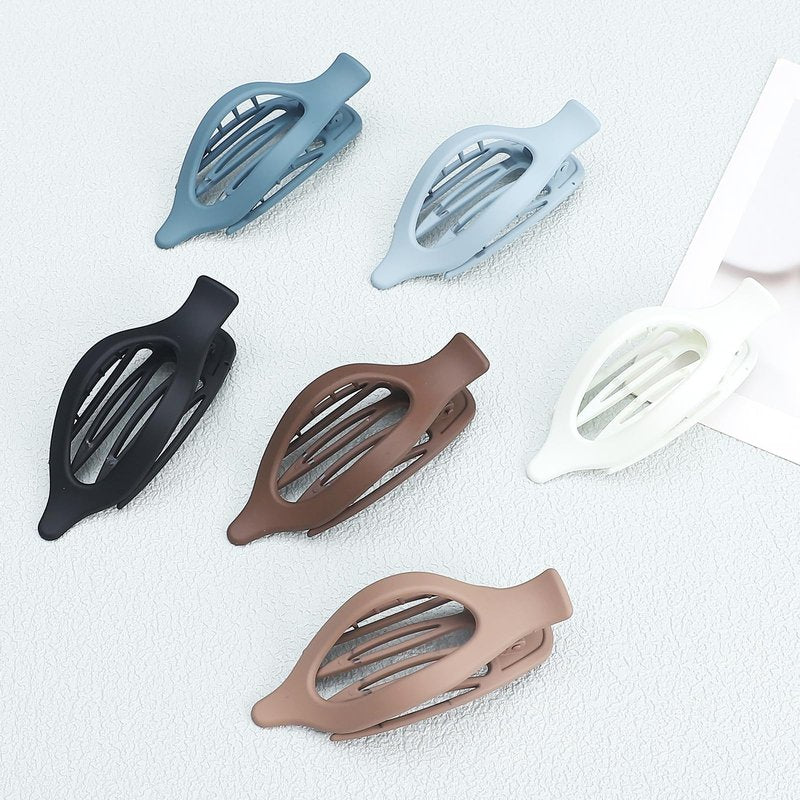 CHANDAT Flat Hair Clip 6 pcs Lay Down Claw Clips Hair Accessories for Women -Brown Blue