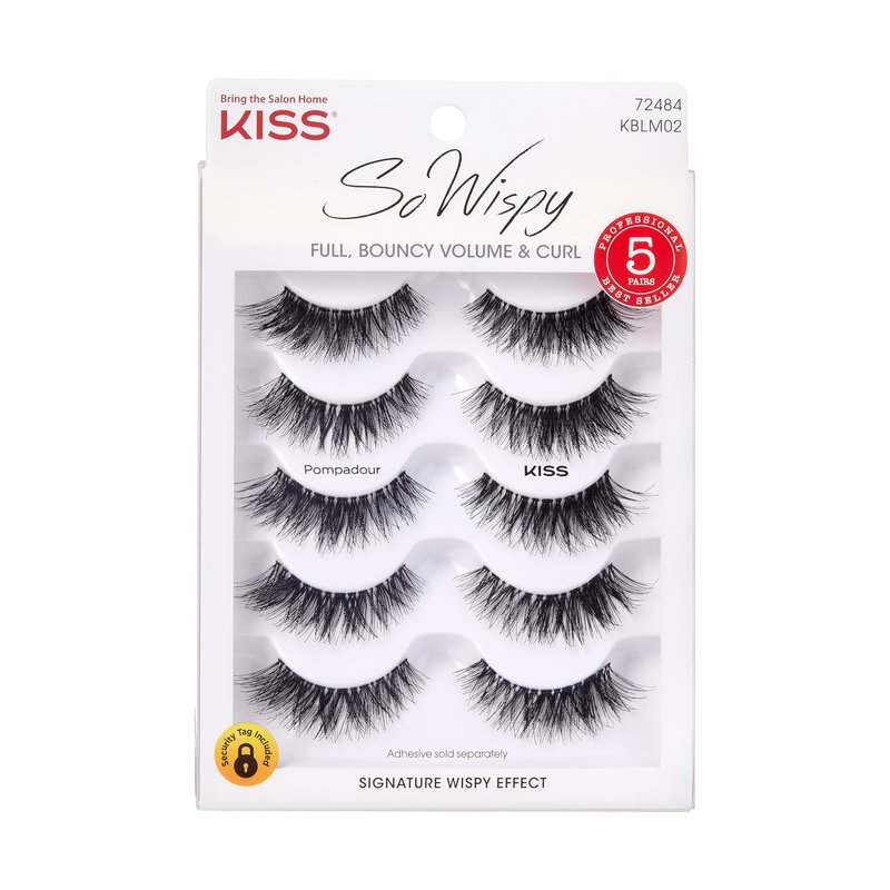 KISS So Wispy, False Eyelashes, 'Pompadour', 16mm, Includes 5 Pairs Of Lashes, Easy to Apply, Reusable Lash Clusters