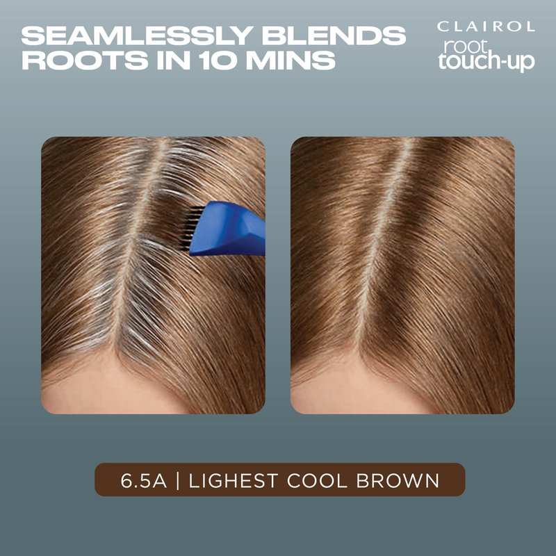 Clairol Root Touch-Up by Nice'n Easy Permanent Hair Dye, 6.5A Lightest Cool Brown Hair Color | 100% Gray Coverage | Easy Brush Application | Matches Professional Salon Shades | Pack of 2