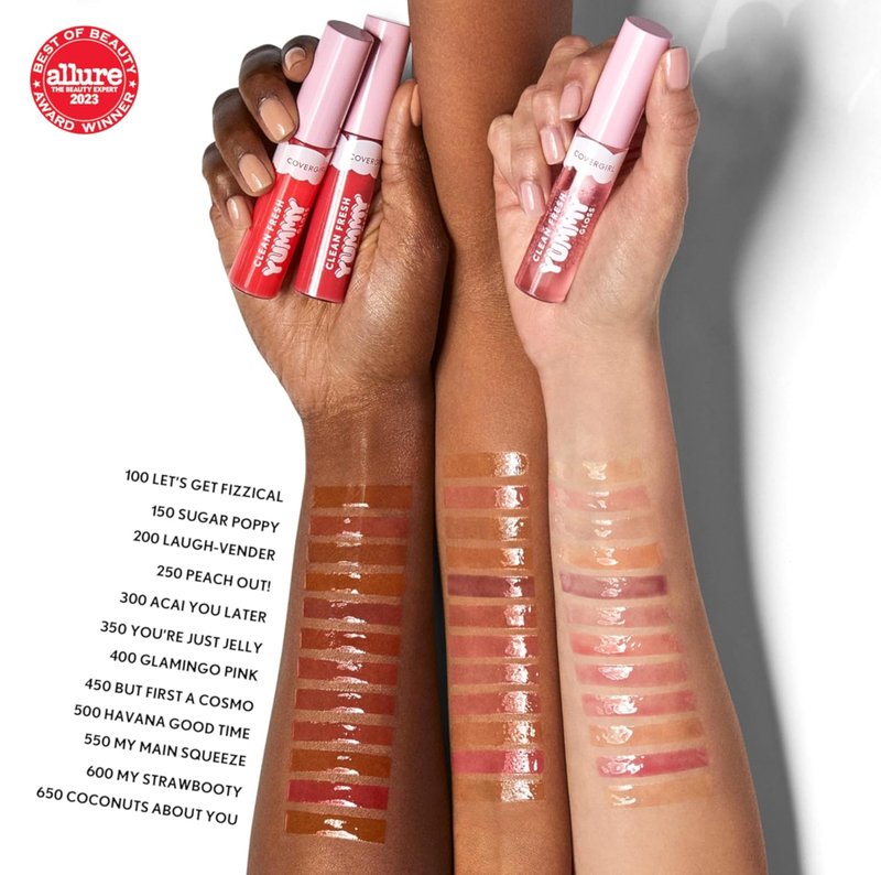 COVERGIRL Clean Fresh Yummy Lip Gloss - Sheer Vegan Formula | 100 Let's Get Fizzical, 0.33 fl oz